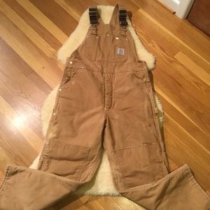 Vintage Carhartt red quilt lined tan overalls